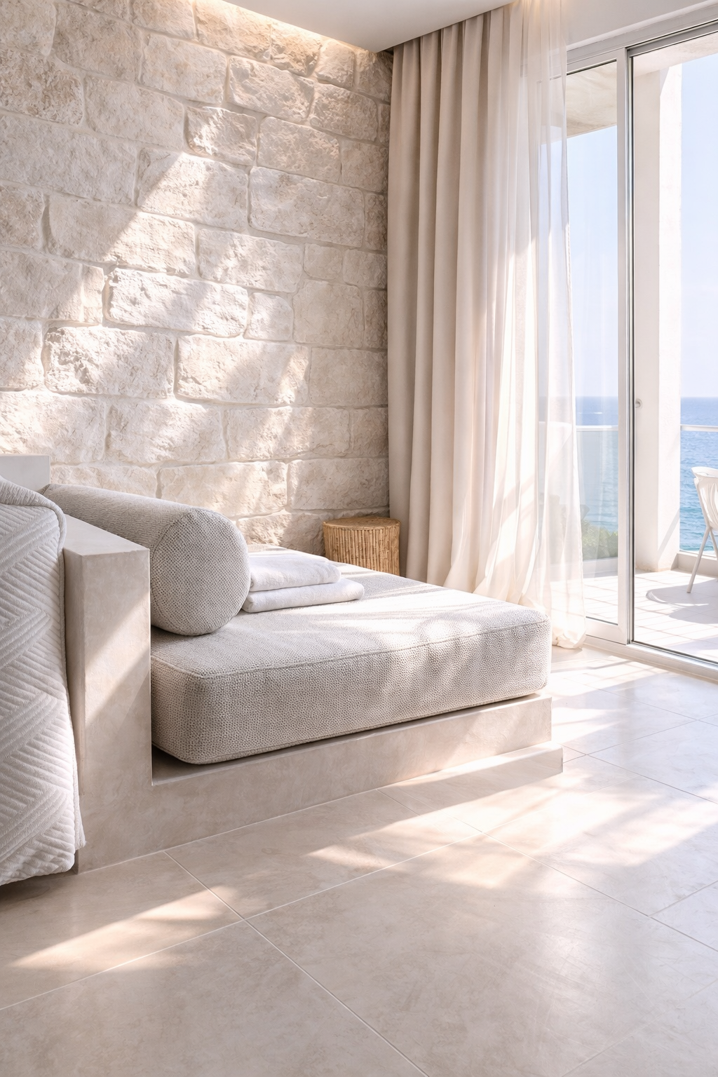 Handcrafted stone bed detail