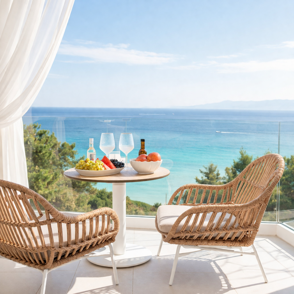 King bed with branded pillows